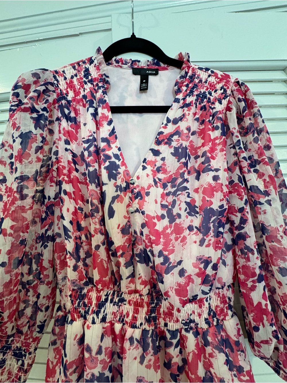 Aqua Pink & Navy Floral Dress - Picture 4 of 8